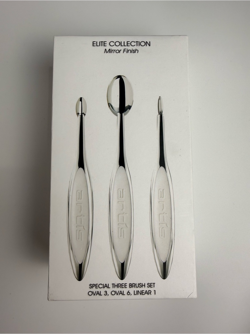 Artis Elite Mirror Finish 3 Pc Brush Set Oval 3, Oval 6, Linear 1 Makeup New
